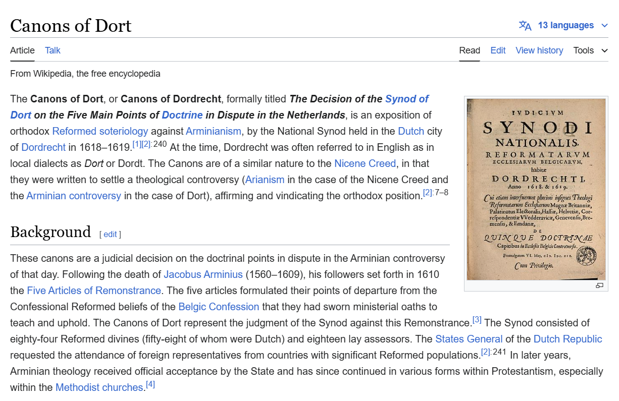 Canons Of Dort Second Head Article 8 Text